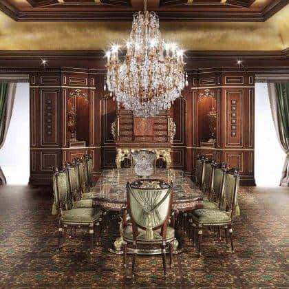 best made in Italy handmade carved and manufactured luxury dining table elegant handmade dining table ideas high-end empire style exclusive furniture top quality artisanal interiors production majestic dining room areas refined handmade dining table inlaid top solid wood exclusive furniture production