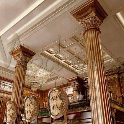 luxusní klasická italská kuchyně Royal-Walnut (Ořech) verze exkluzivní nábytek ručně vyrobený v Itálii masivní dřevo dekorativní detaily listového zlata na míru kuchyňský nábytek empírová klasická dekorace barokní benátsk jedinečný exkluzivní masivní dřevěný vysoce kvalitní pevný nábytek