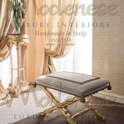 定制的传统实木床凳 豪华的经典巴洛克风格 优雅的室内制造 经典的金色雕刻细节 优雅的金色装饰别墅宫殿装饰 独特的法国品味 拉菲风格意大利制造