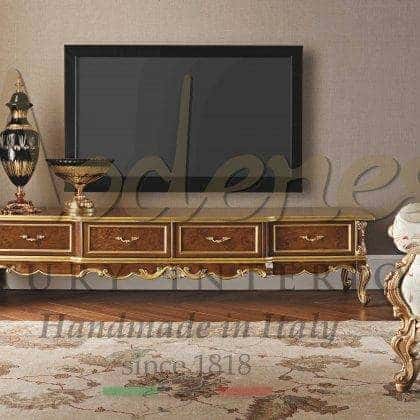 handcrafted inlaid tv units refined golden details in solid wood venetian baroque classic style tv units ideas top quality elegant made in Italy furniture artisanal french furniture reproduction majestic best quality empire victorian bespoke exclusive finishes custom-made design traditional royal palaces furnishing projects