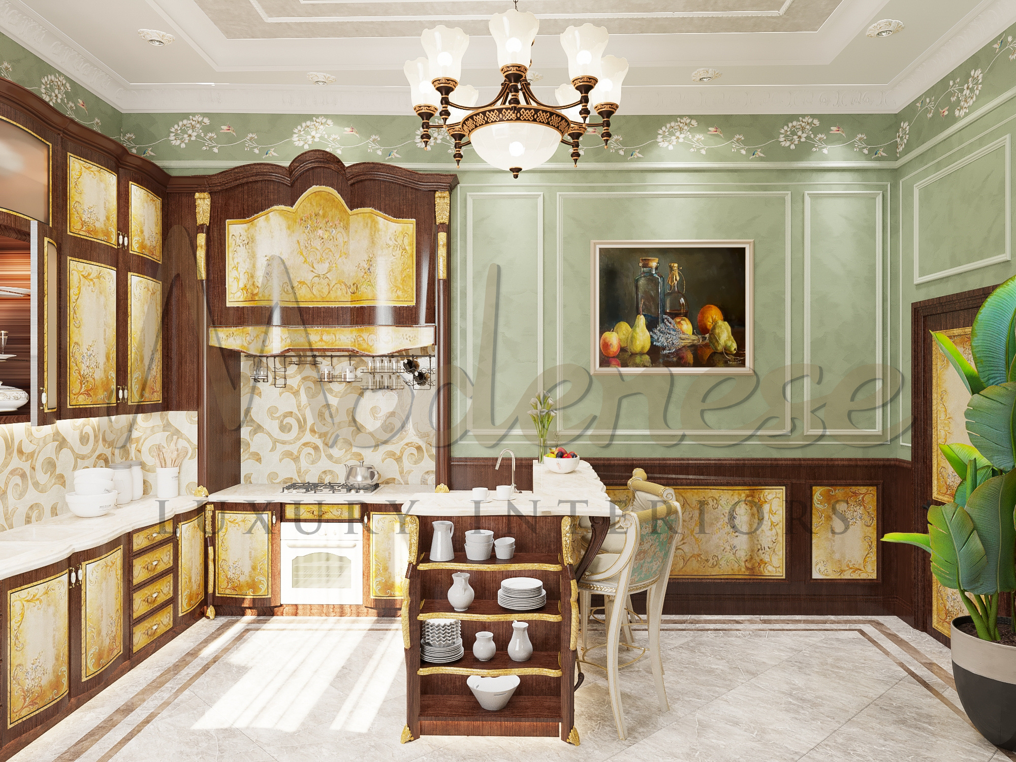 Intérieurs de cuisine avec les meilleurs éclairages de Modenese Interiors Design