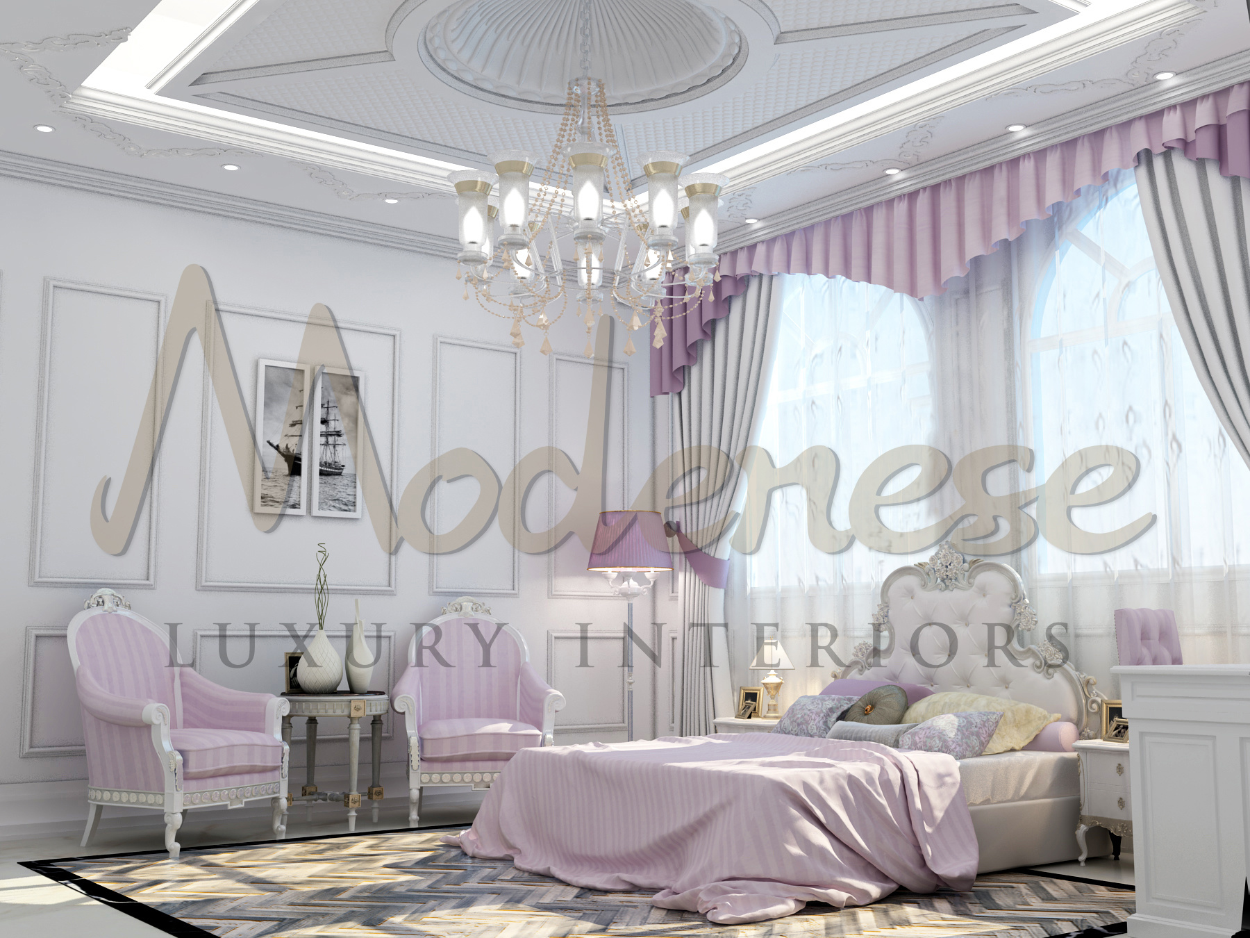 Classic Bedroom With Soft Purple Color