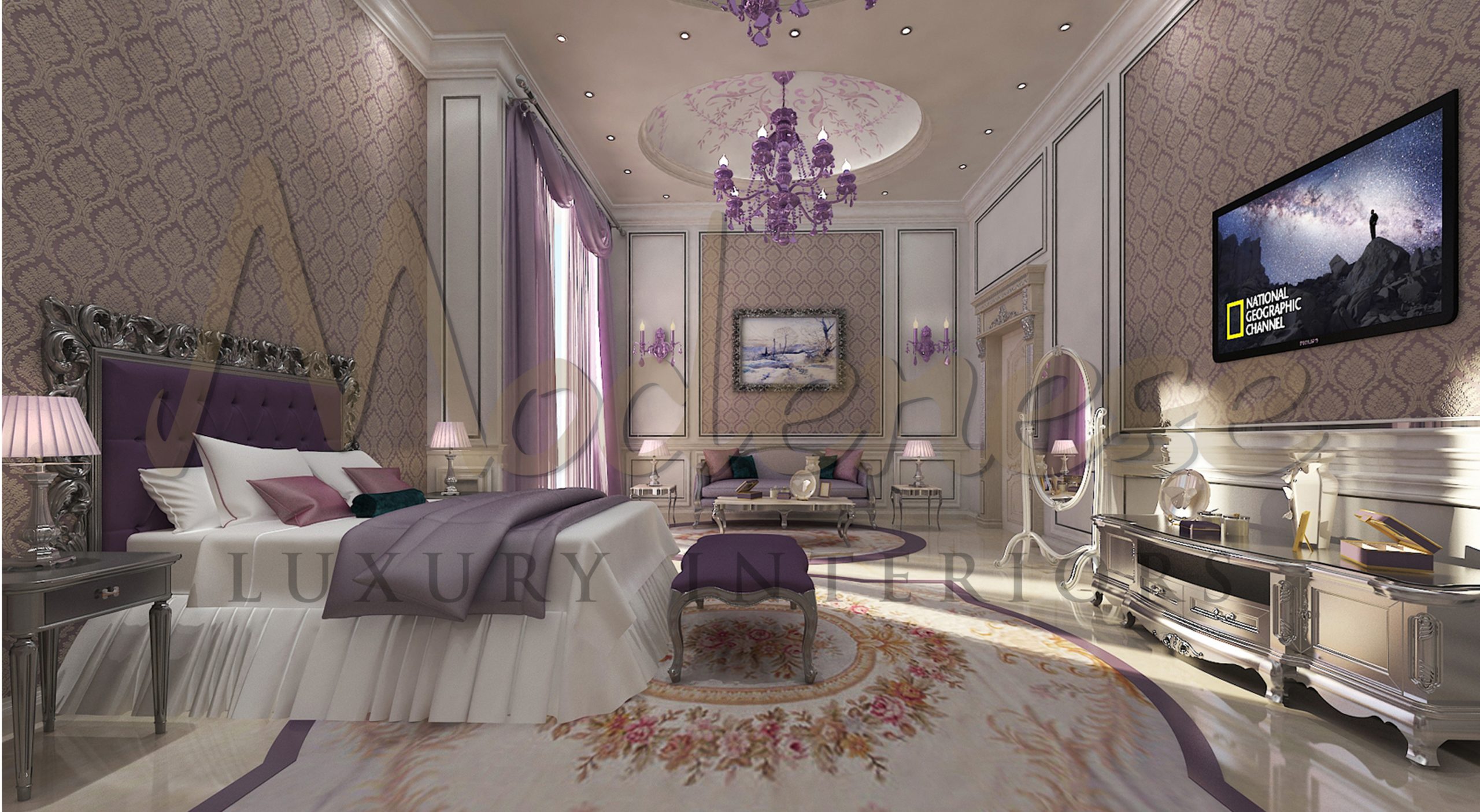 Mobilier de luxe classique pour la décoration intérieure d'une villa à Riyadh, Arabie Saoudite