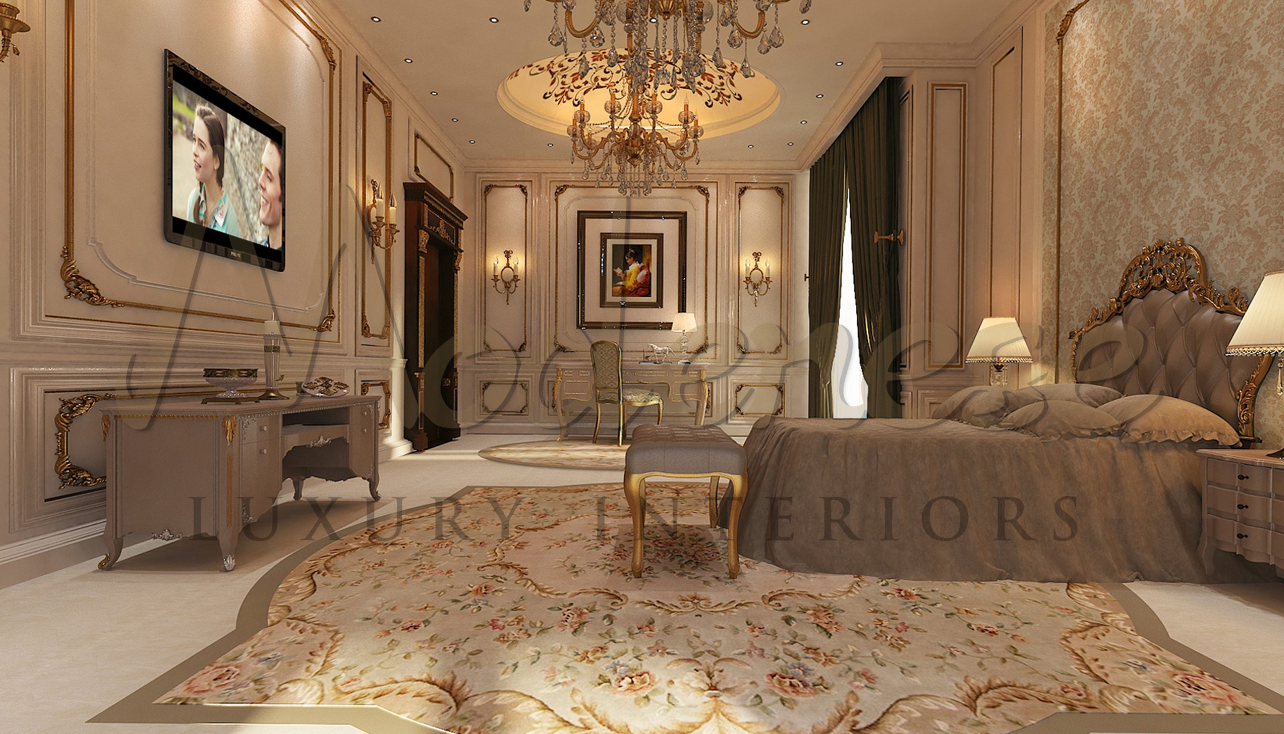 Mobilier de luxe classique pour la décoration intérieure d'une villa à Riyadh, Arabie Saoudite