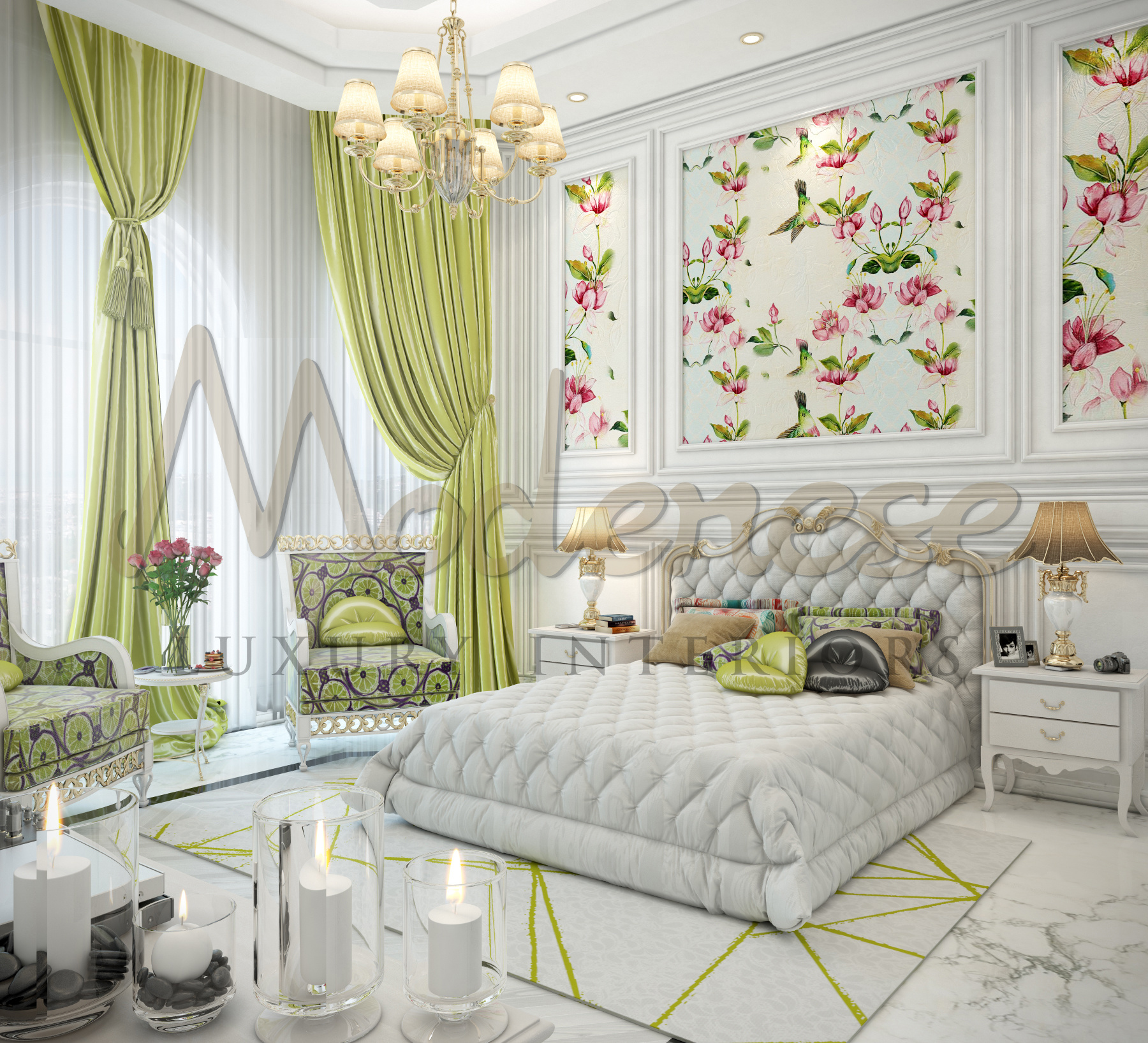 Роскошные классические спальни для создания прекрасного сценария для виллы в Джидде, Саудовская Аравия