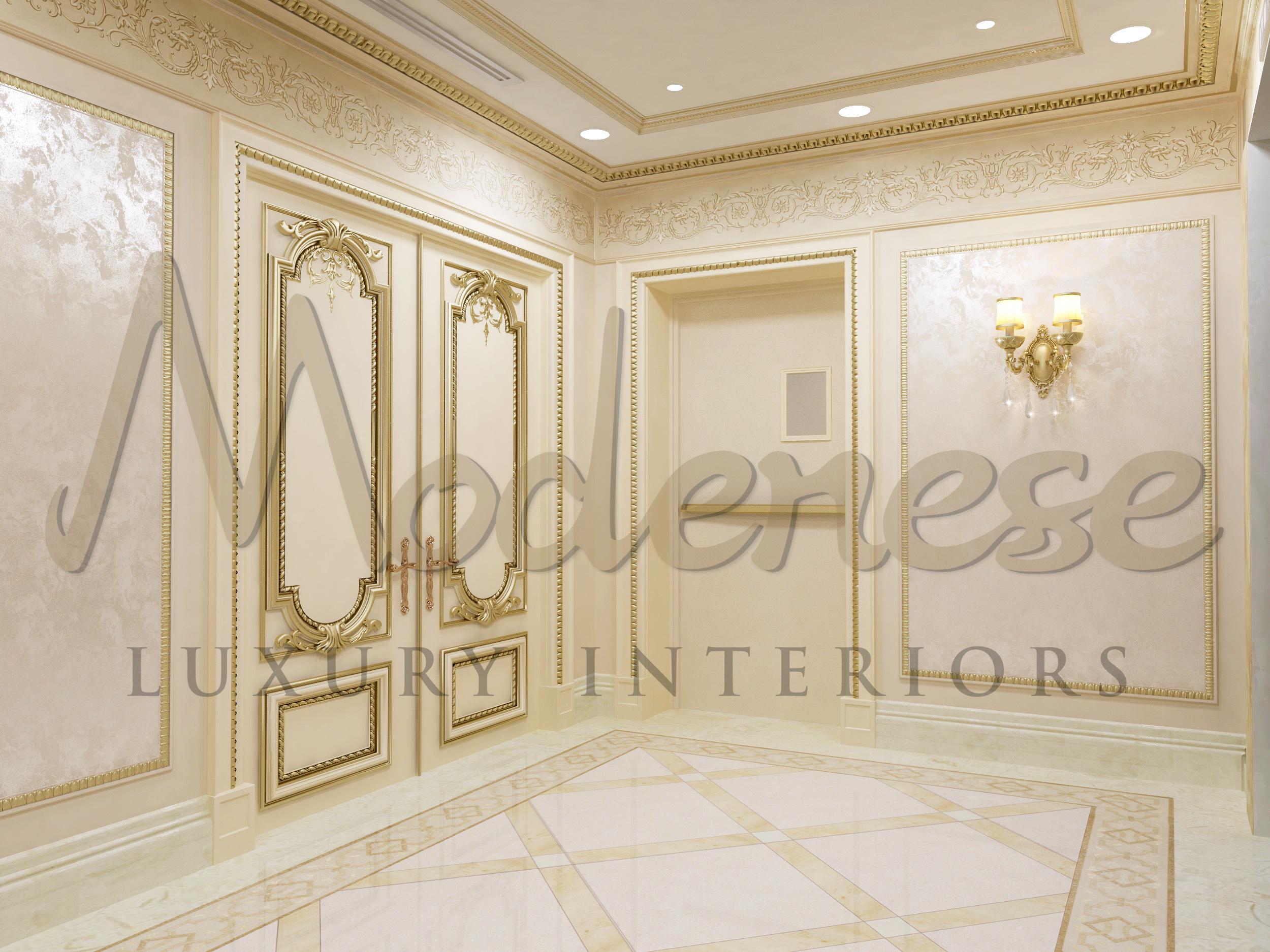 Stunning Hallway Design For Classical Villa in Riyadh, Saudi Arabia