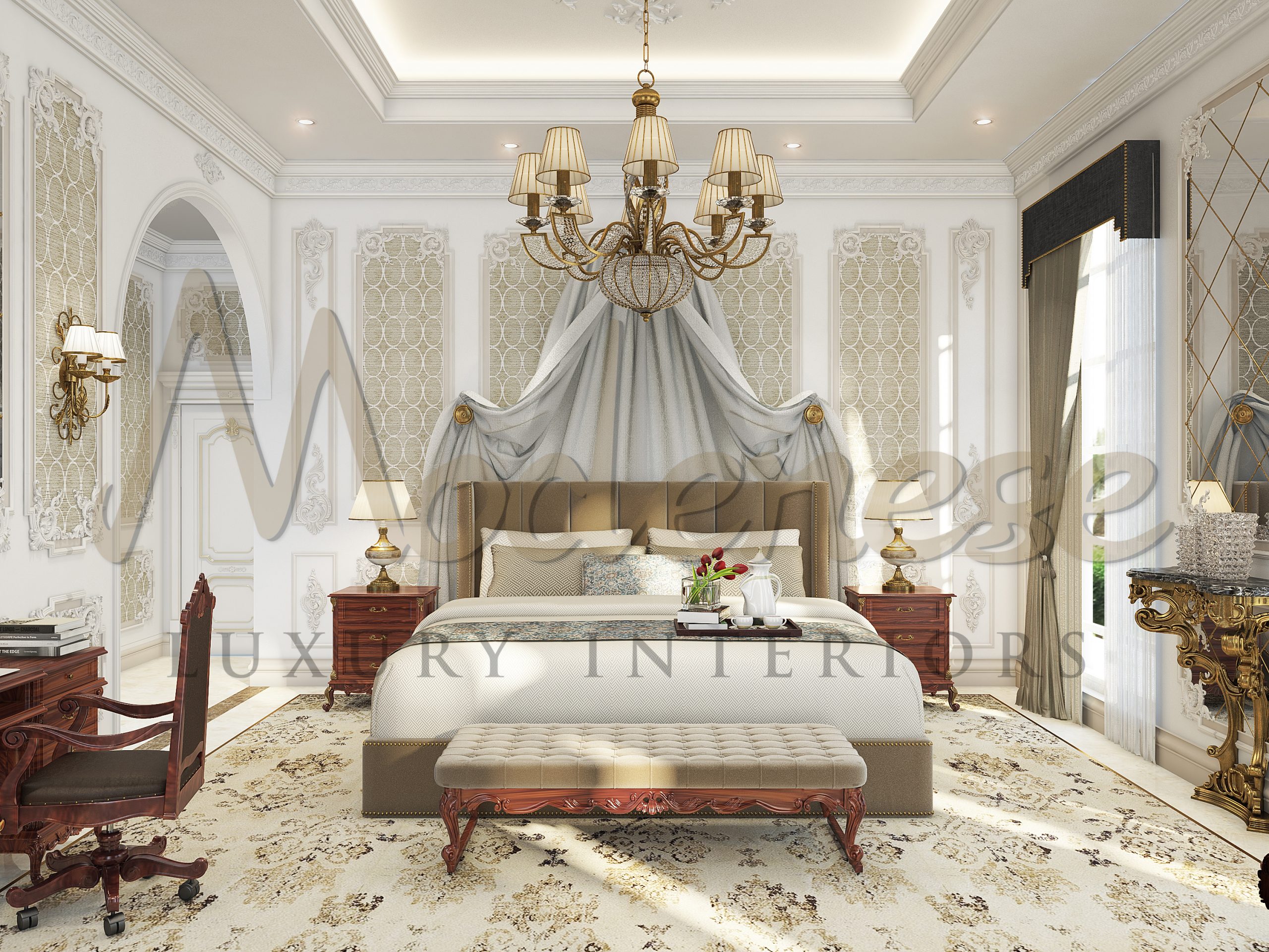 Superbe conception de chambre à coucher pour un manoir luxueux au Maroc