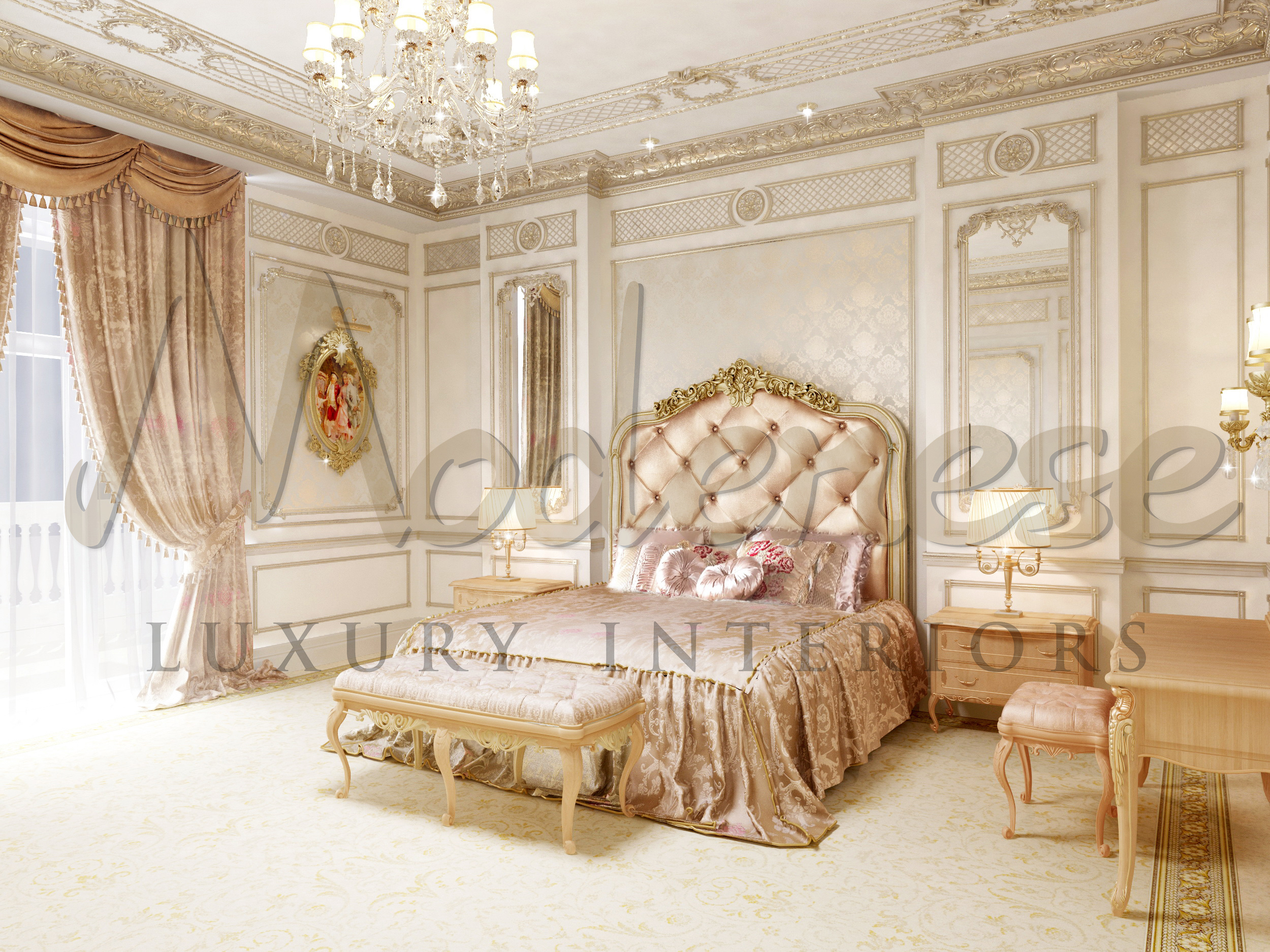 Дизайн королевской спальни в стиле барокко в Дохе, Катар