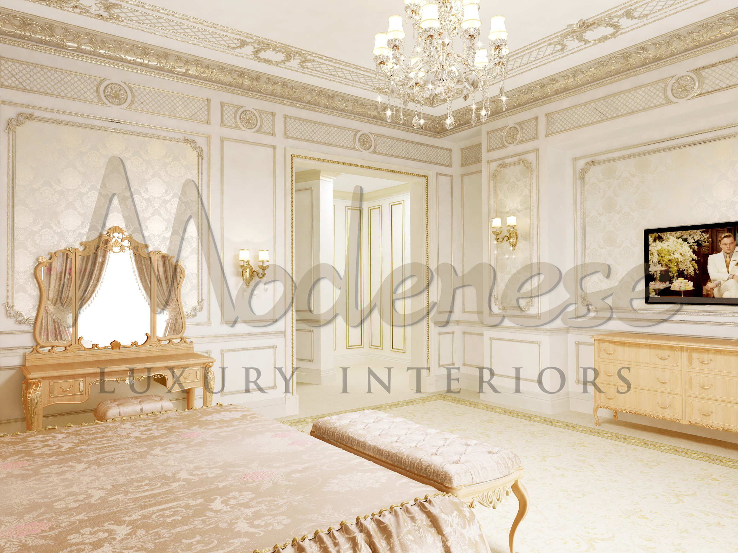 Royal Bedroom Design In Baroque Style In Doha, Qatar