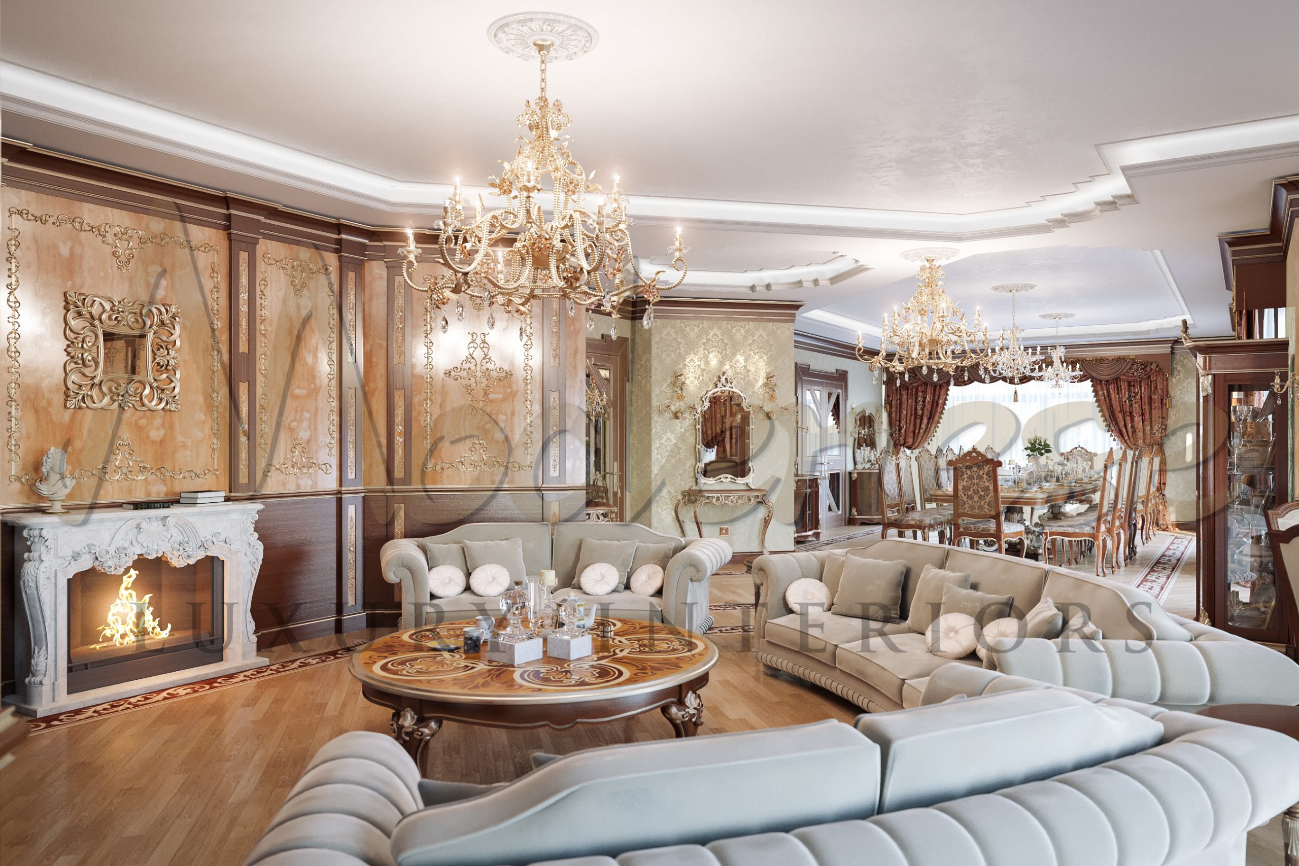Благородный классический дизайн дома в Москве, Россия