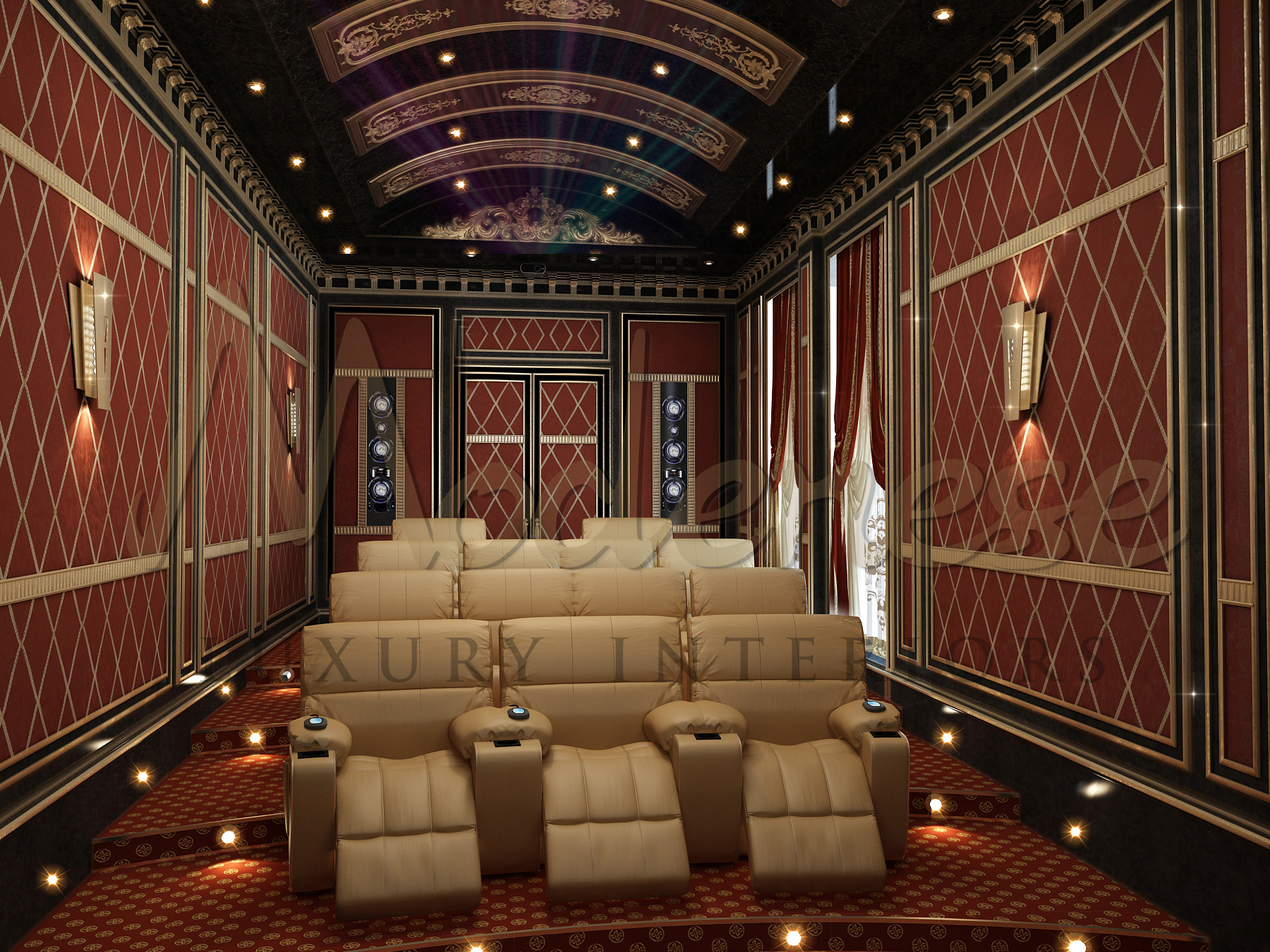 High quality materials, high-end Italian quality, best ideas for your perfect and luxury exclusive design project. Exclusive home interior design idea for cinema home. Bespoke interiors for the most amazing villa design.