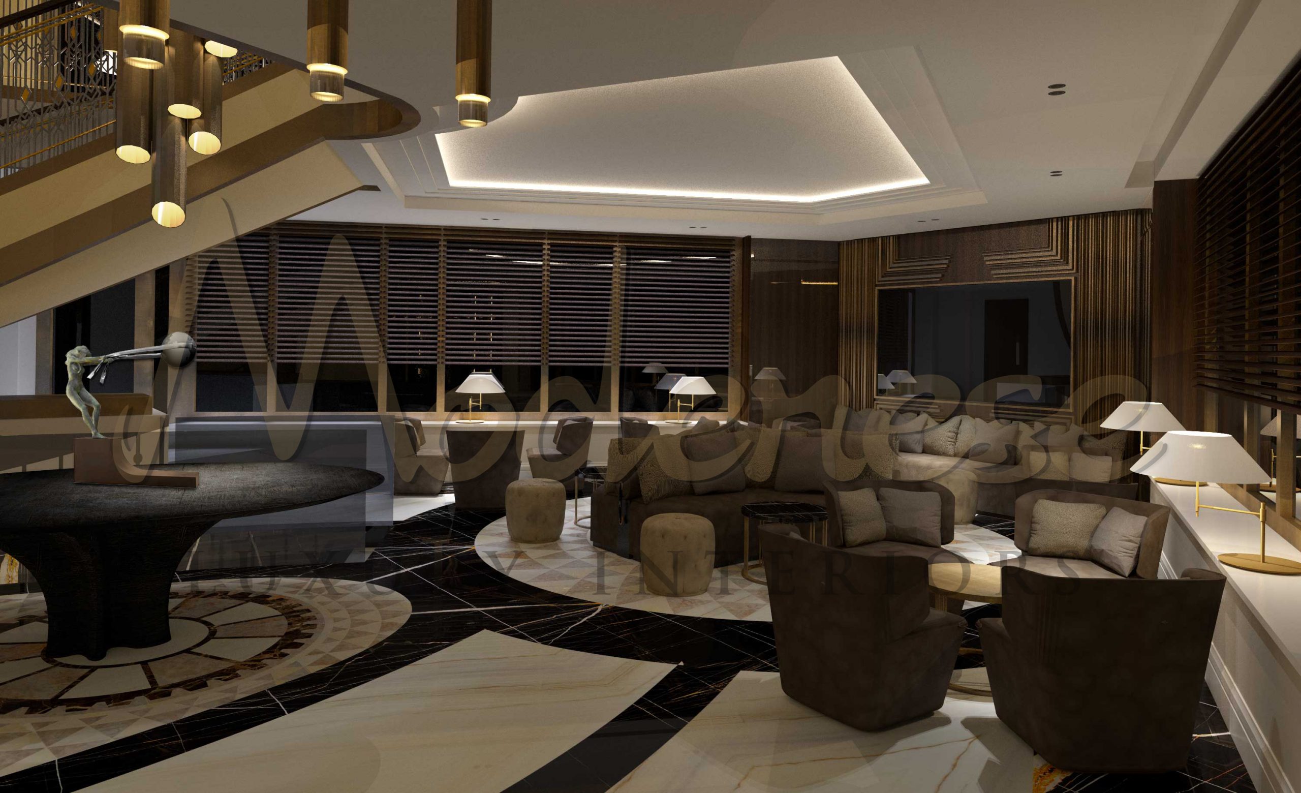 Стильный дизайн интерьера ресторана в Дубае, ОАЭ