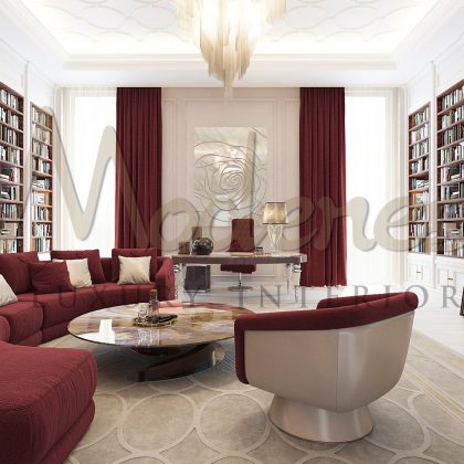 Luxury Modern Living Room Design. Exclusive Living Room Design For Luxurious Villa. Hand-made Furniture Made By Artisans From Italy