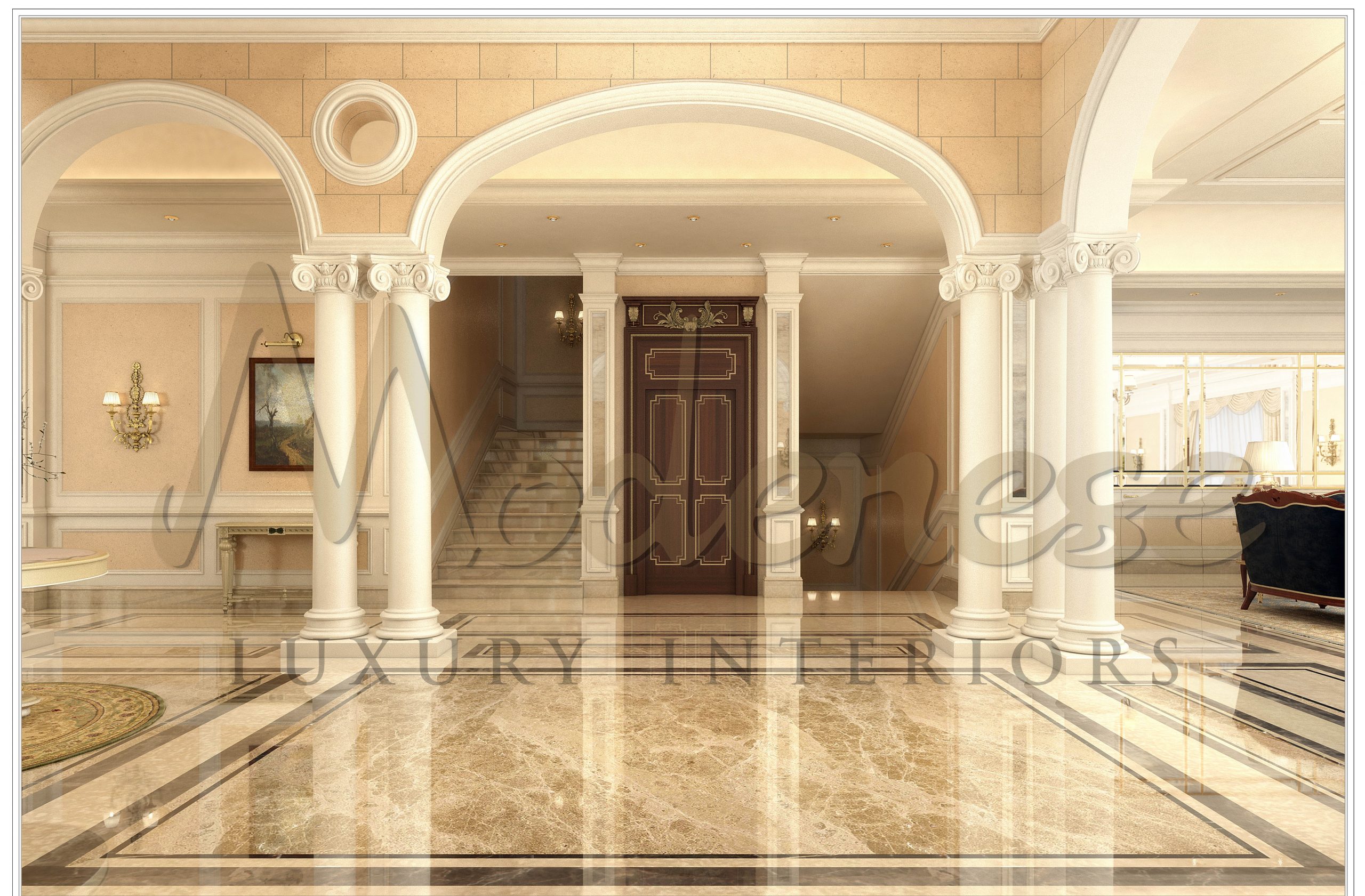 Magnificent Hallway Design For Villa In Dubai, UAE