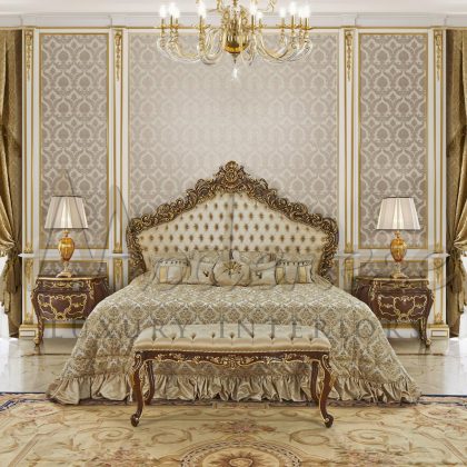 Refined elegant bedroom furniture made in Italy for luxurious project for luxurious mansion in Doha. Top Interior Design Company. Best handmade furniture production.