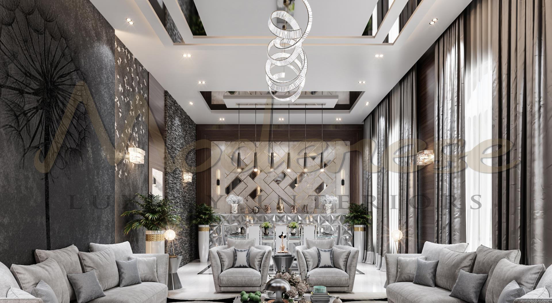Modern style of villa design in Miami, luxury modern sofas.Top Interior Design Company in Miami. Best handmade furniture production.