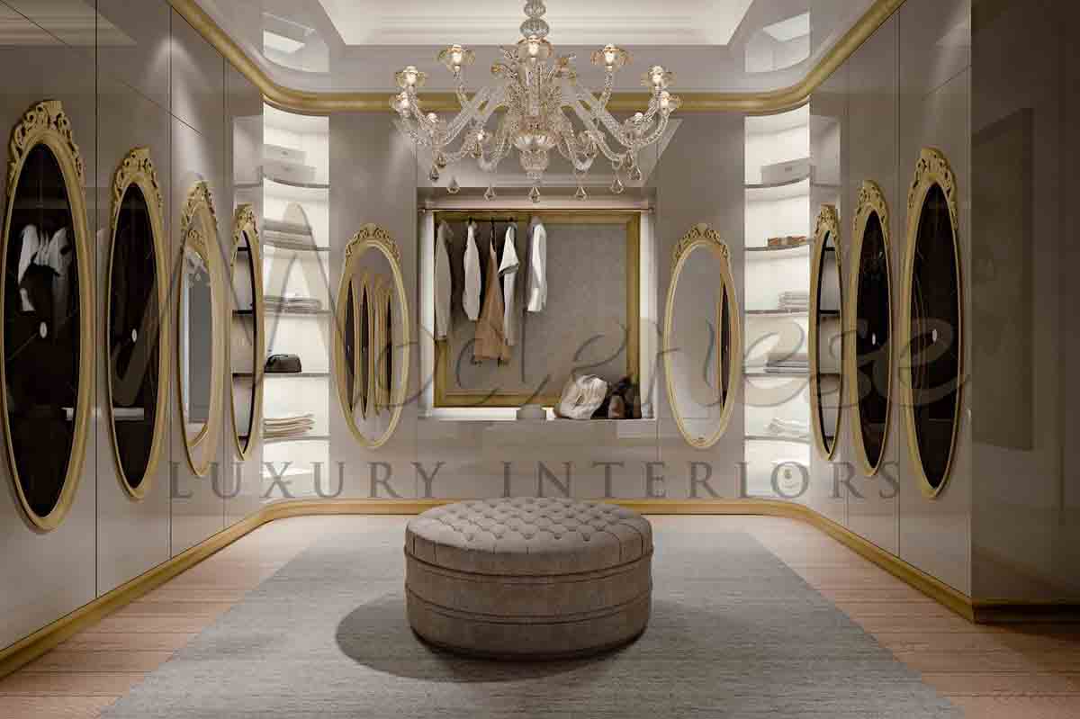 Refined style, exclusive design for dressing room. Bespoke luxury interiors for the most luxurious private projects in Miami.