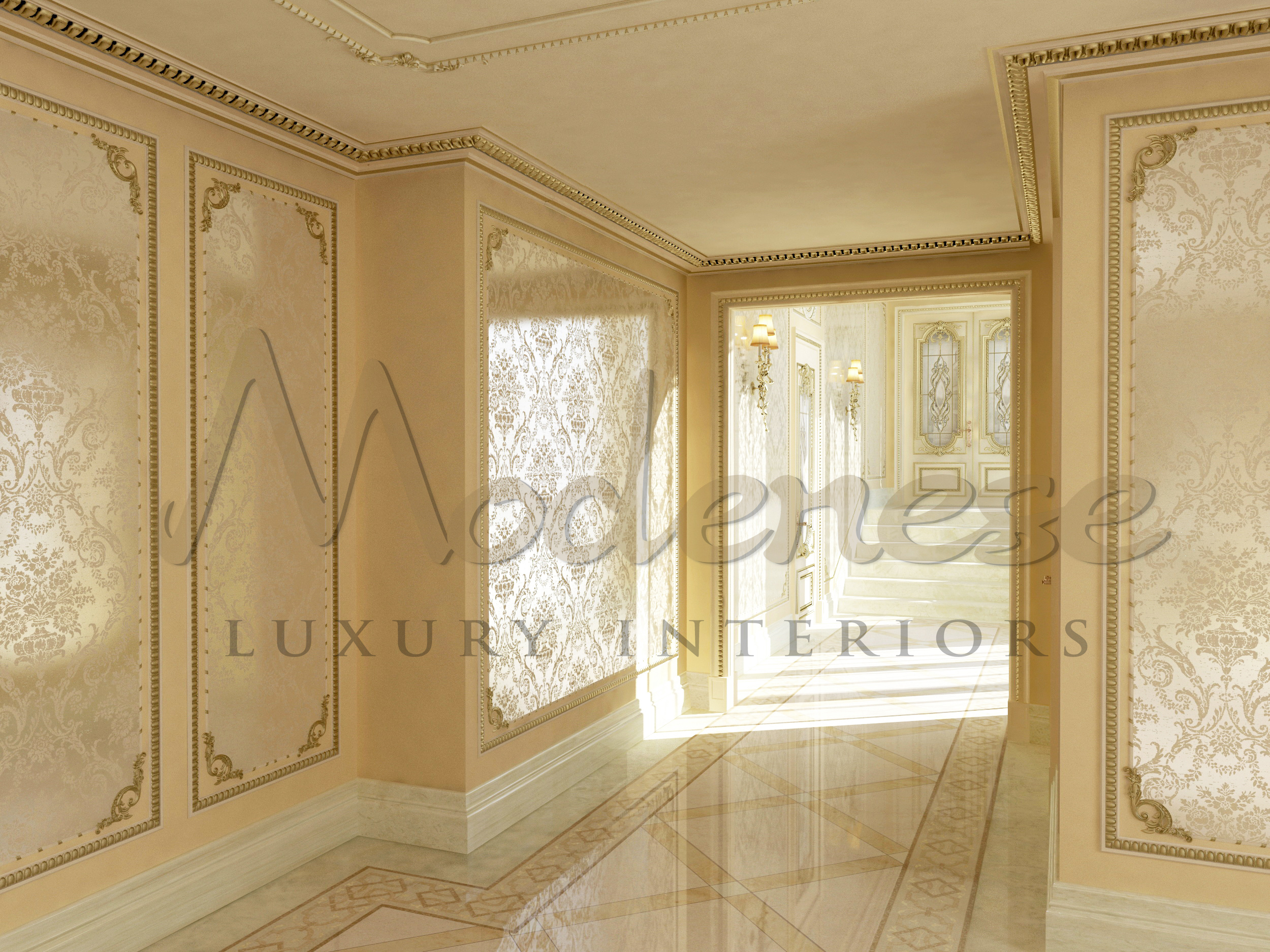 Stylish Hallway Design For Classical Villa in Riyadh, Saudi Arabia